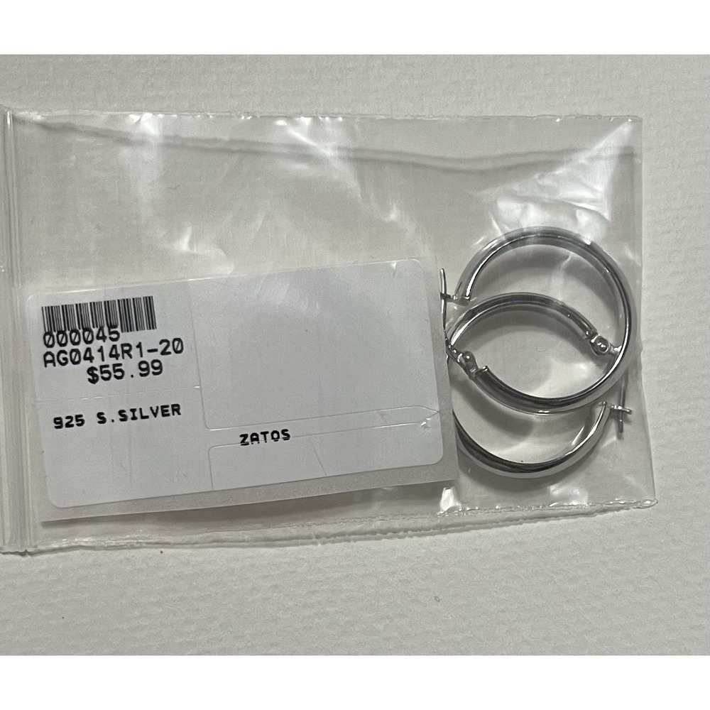 925 Sterling Silver Hoop‎ Earrings, New With Tag MSRP 55.99